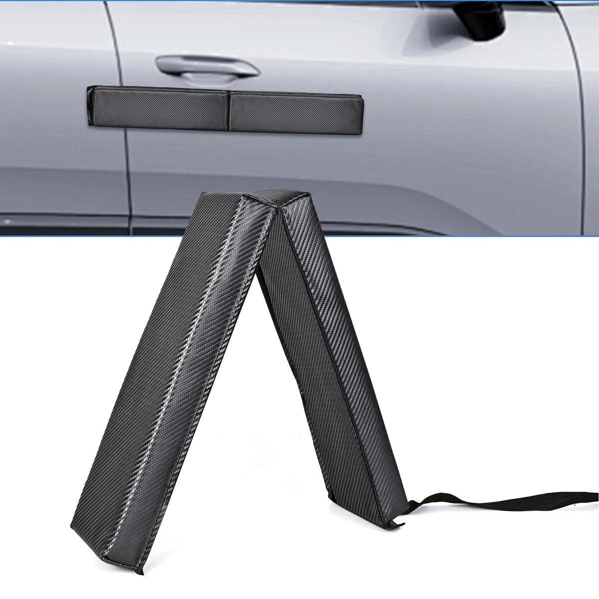Hivexagon Protector magnético para Puerta de Coche, no Aluminio, Acolchado extraíble de Fibra de Carbono Suave, Evita arañazos y abolladuras (80 cm) (Gris)