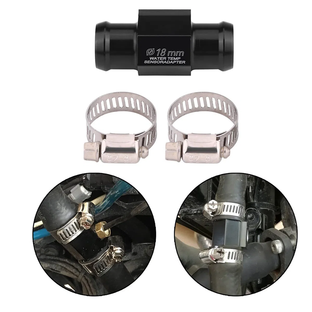 KIMISS Adaptador para sensor de temperatura de agua, para moto, junta de 22mm, conexión para manguera, compatible para termómetro y manómetro