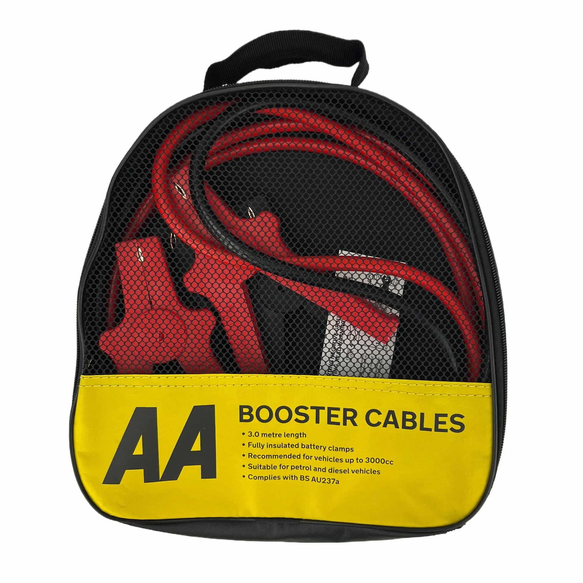 AA AA4550 - Cables de Arranque para Coche, para Motores de Gasolina y Diésel de Hasta 2.5 L/2500 CC, 250 A, 3 m de Cable, con Bolsa de Almacenamiento