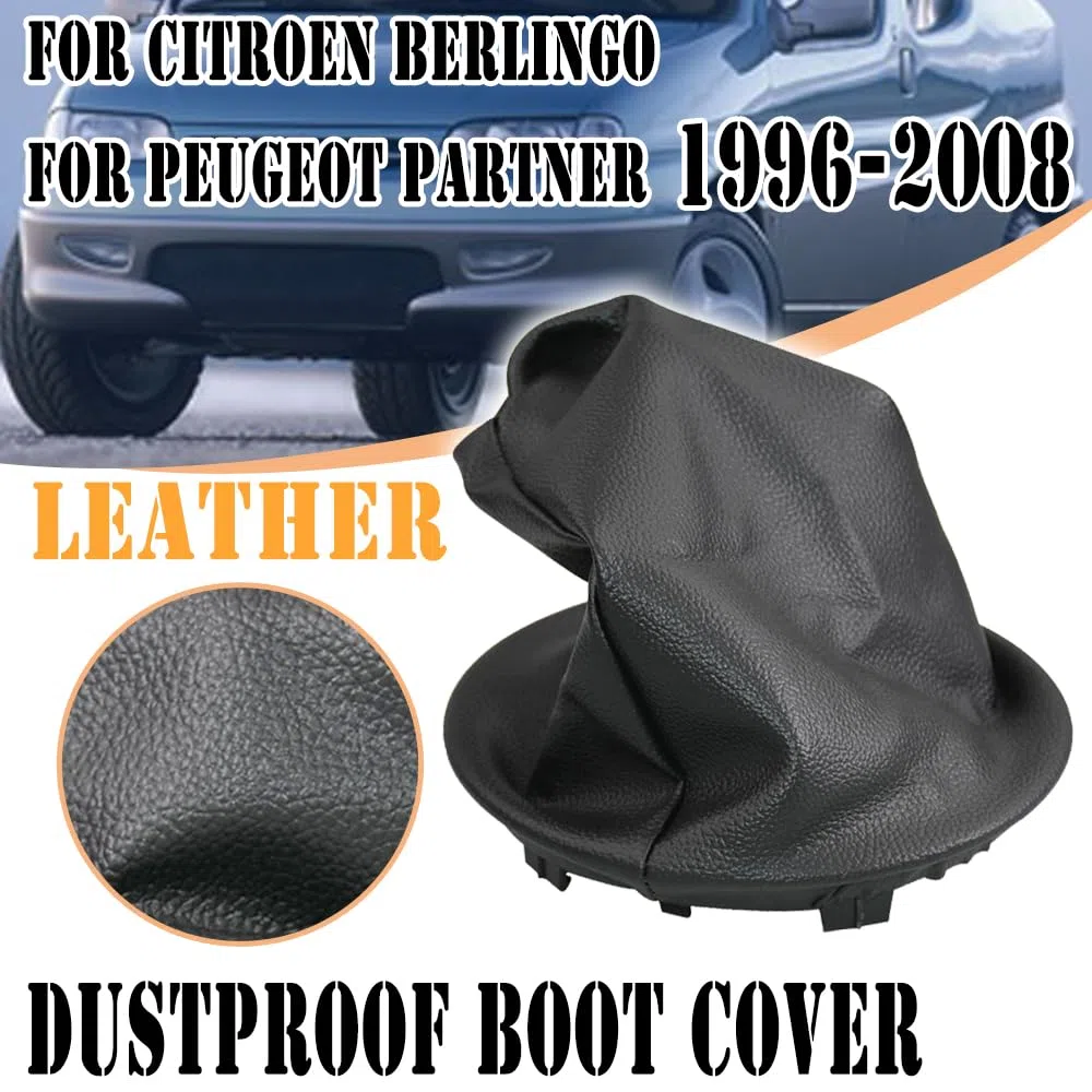 Funda antipolvo manual de cuero negro para palanca de cambios para Citroen Berlingo II Peugeot Partner 2008 2009 2010 2011 2012 2013 2014 2015 2016 2017 2018