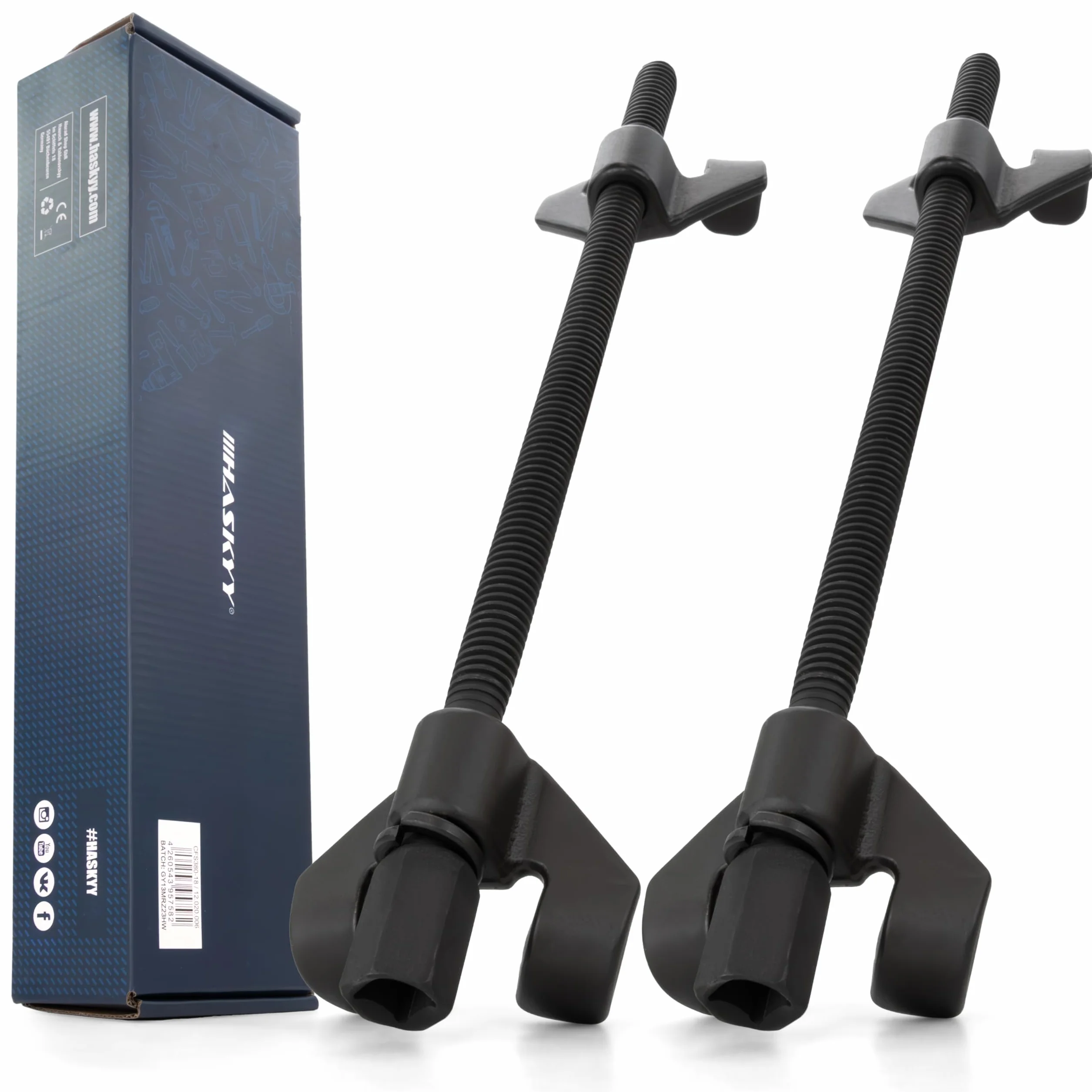 HASKYY Kit Compresor Muelles Amortiguador para Coche de 380mm I Abarca 38 cm I Compresor para Montaje de los Amortiguadores del Coche | Herramientas para Coches