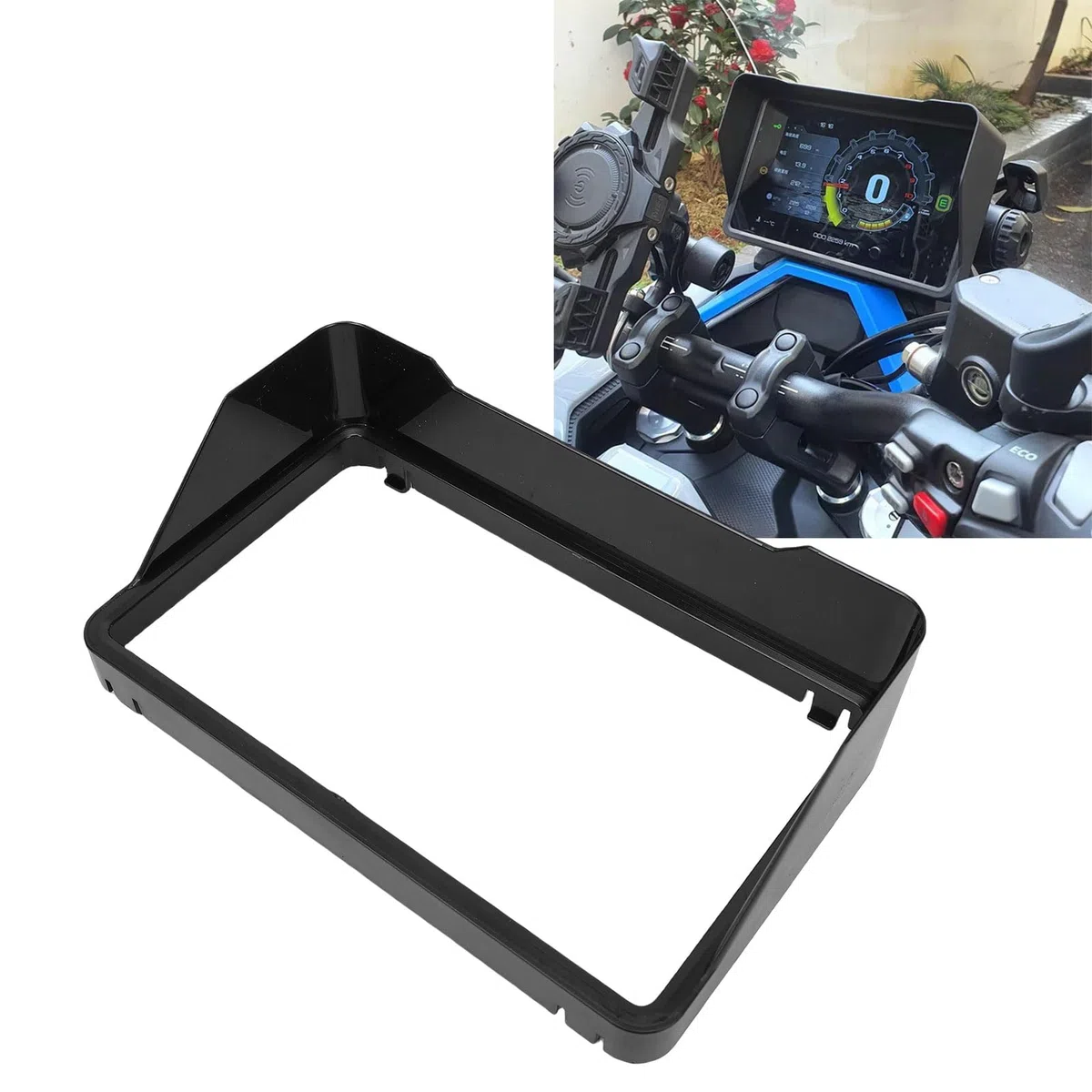 Generic ZONTES 368G 2024-2026 Instrumento de Motocicleta Apto para Visera Solar, Protector contra Reflejos Curvado, Instalación sin Herramientas, Material ABS, Pantalla de Velocímetro Negro Mate