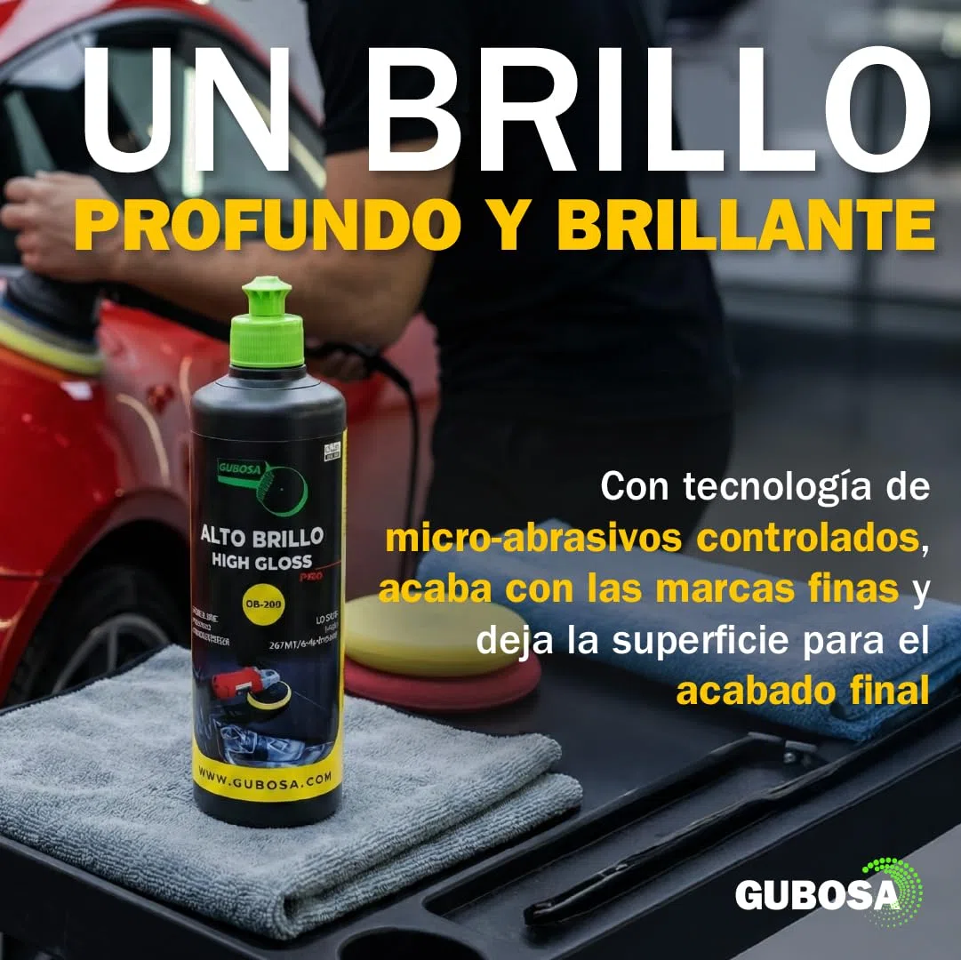 Pulimento coche alto brillo profesional sin silicona para carroceria pulimento arañazos quita arañazos coche polish abrillantador pintura efecto espejo detailing limpieza 500 ml | GUBOSA