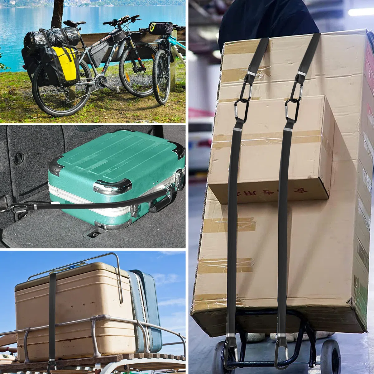 Pulpos Elasticos Transporte con Mosquetón, 4pcs 100cm Cuerda Elastica con Ganchos, UNOLIGA Tensores Elasticos para Lona de Piscina, Moto, Portabicis Coche, Equipaje (Versión Reforzada 1.1.2023)
