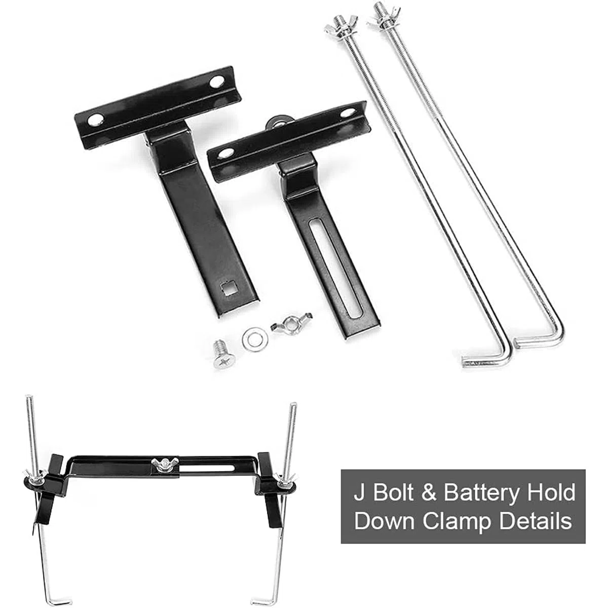 Greluma bandeja sujeción batería equipo -23cm tornillo con bandeja batería 28 cm, acero resistente corrosión soporte batería almacenamiento abrazadera soporte ajustable para coche,barco,marina
