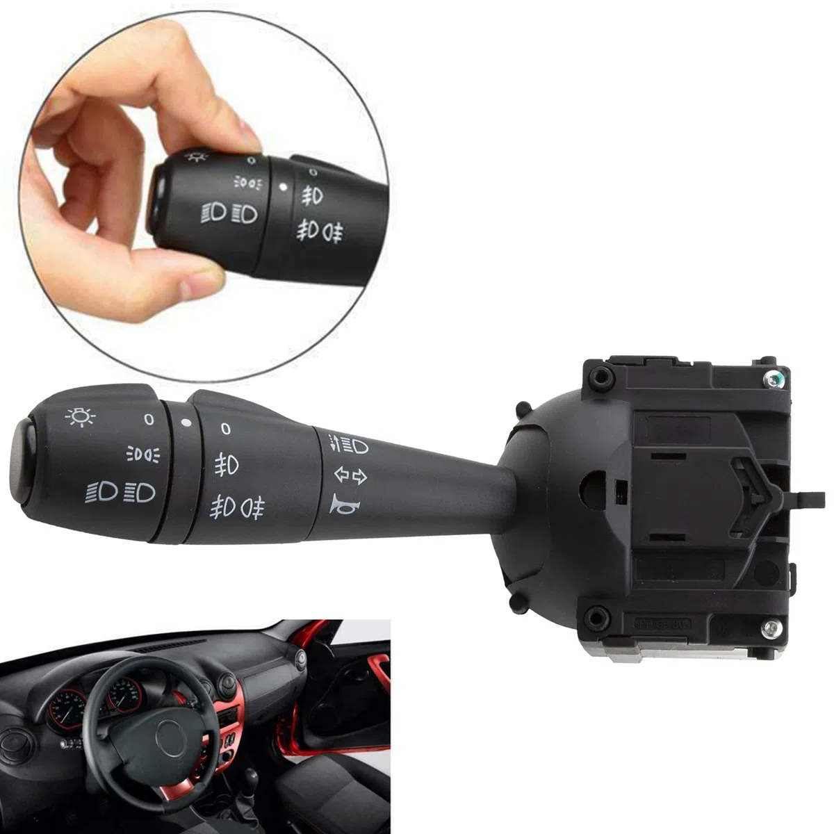 KASturbo Mando Palanca Luce Volante Intermitente Interruptor para Dacia Logan Lodgy Sandero Dorker Clio 8201167988 255405056R
