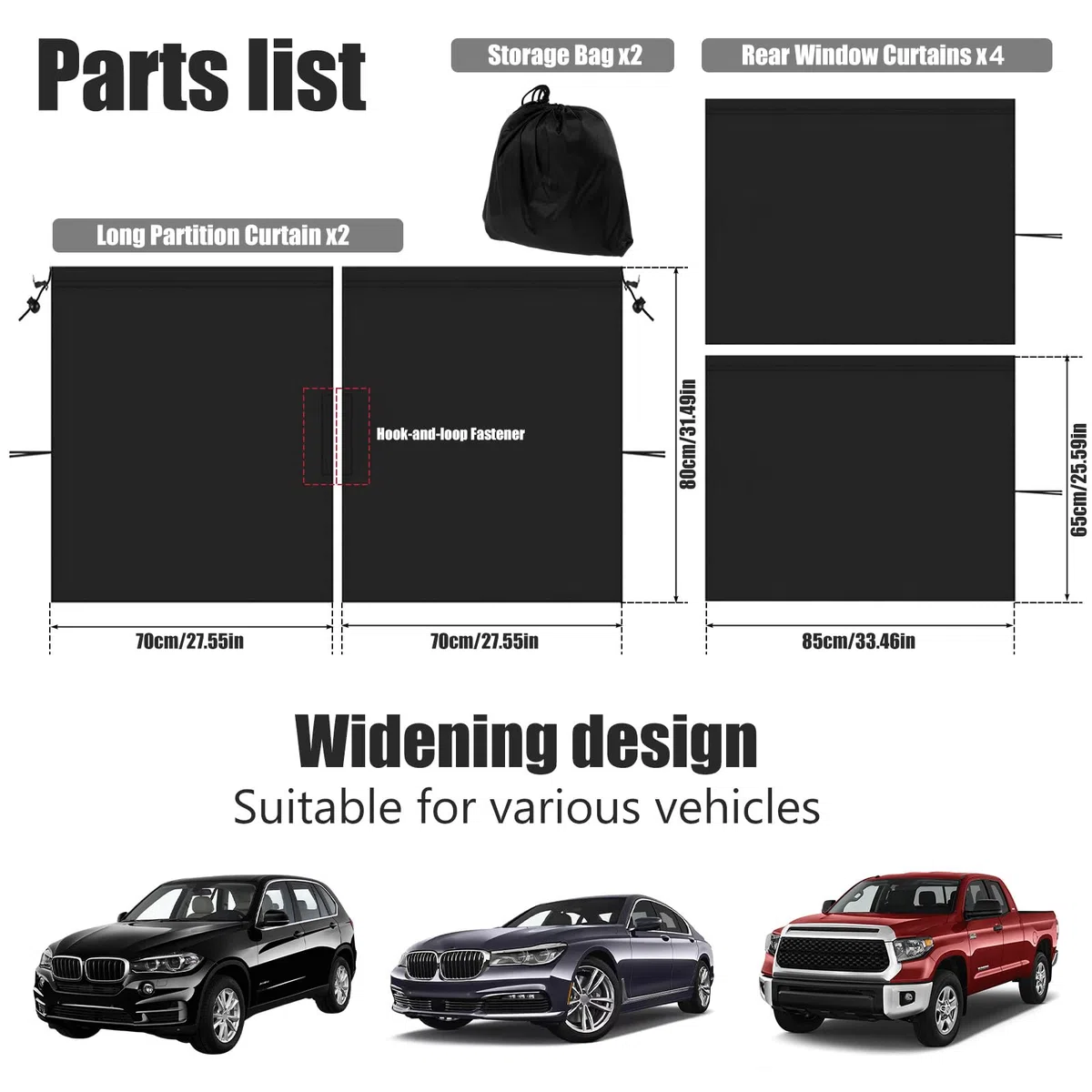 Cortinas de privacidad para coche, desmontables, cortinas de privacidad universales, cortina divisoria, parasol, ventana lateral, oscurecimiento, protección visual actualizada para viajes, camping