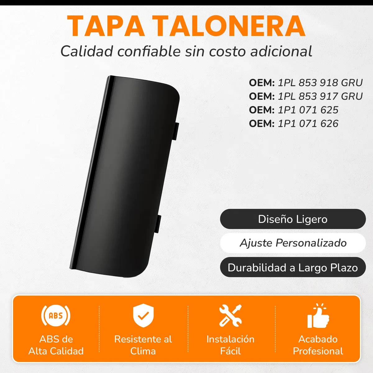 Tapa Talonera Seat Leon Mk2 FR-Cupr@-Kit Aero/Tapadera Faldones Laterales Leon Mk2/ Tapas Talonera Cupr@-FR-AeroKit 2006-2012 Negro (Trasera Izquierda) 1P1 071 625
