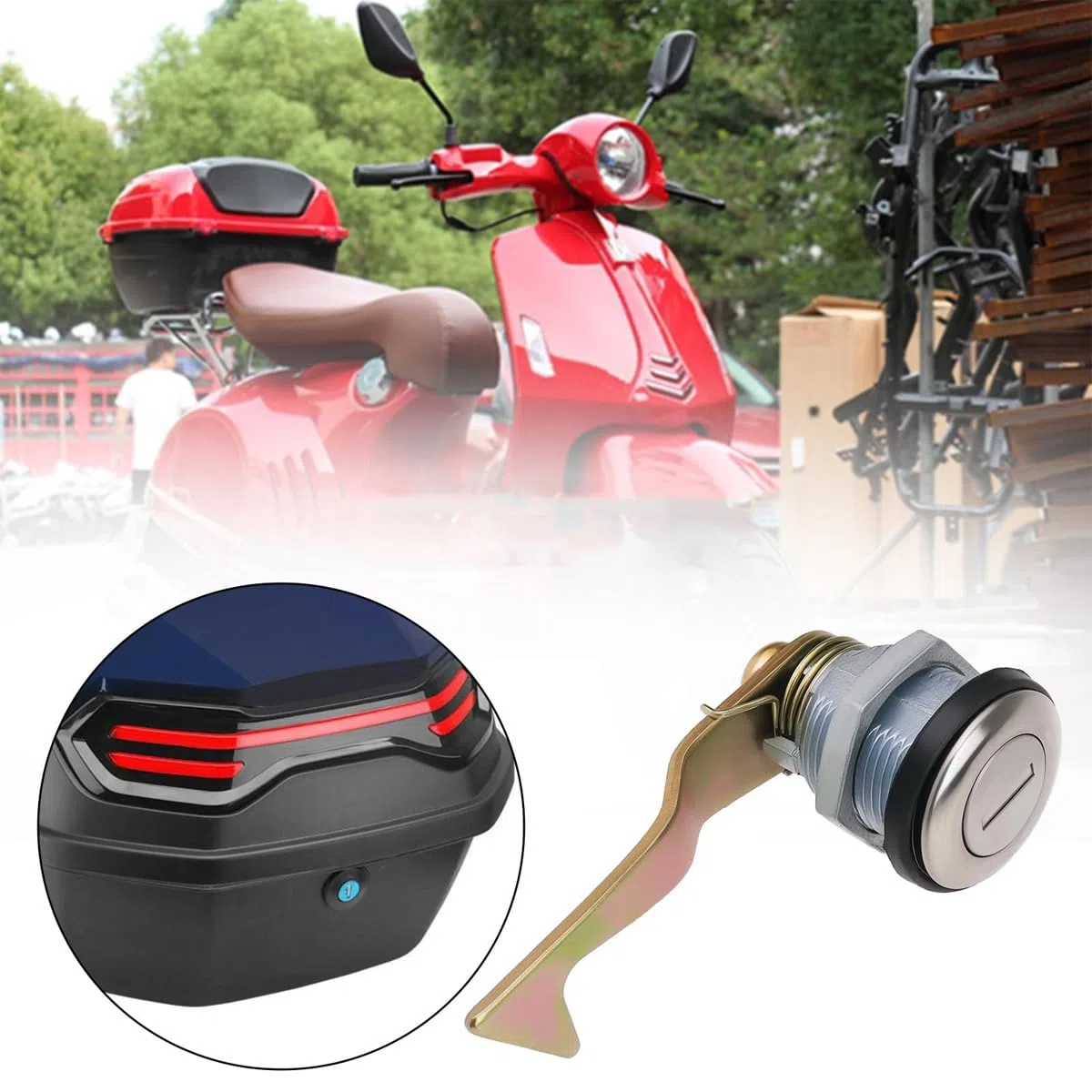 Alide Cerradura de repuesto para baúl de motocicleta con llave - Compatible con los modelos Venezia y Rome