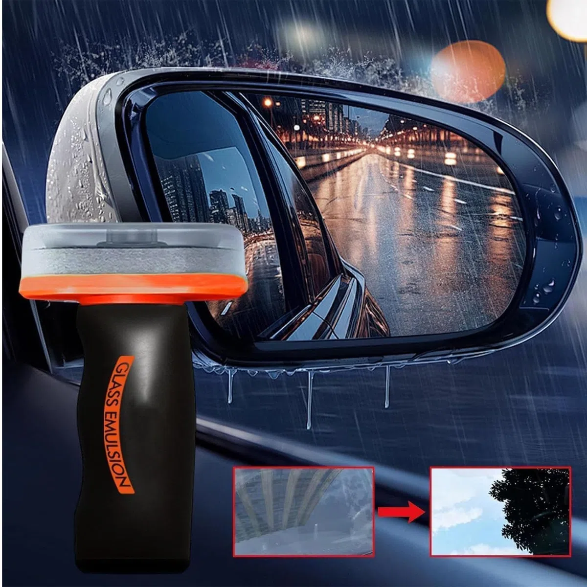 Glass Emulsion Cleaner for Car, 100ml Roll-On Car Oil Film Cleaner with Cleaning Board, Removes Oil Film for Clear Windshield and Improved Visibility (1pcs)
