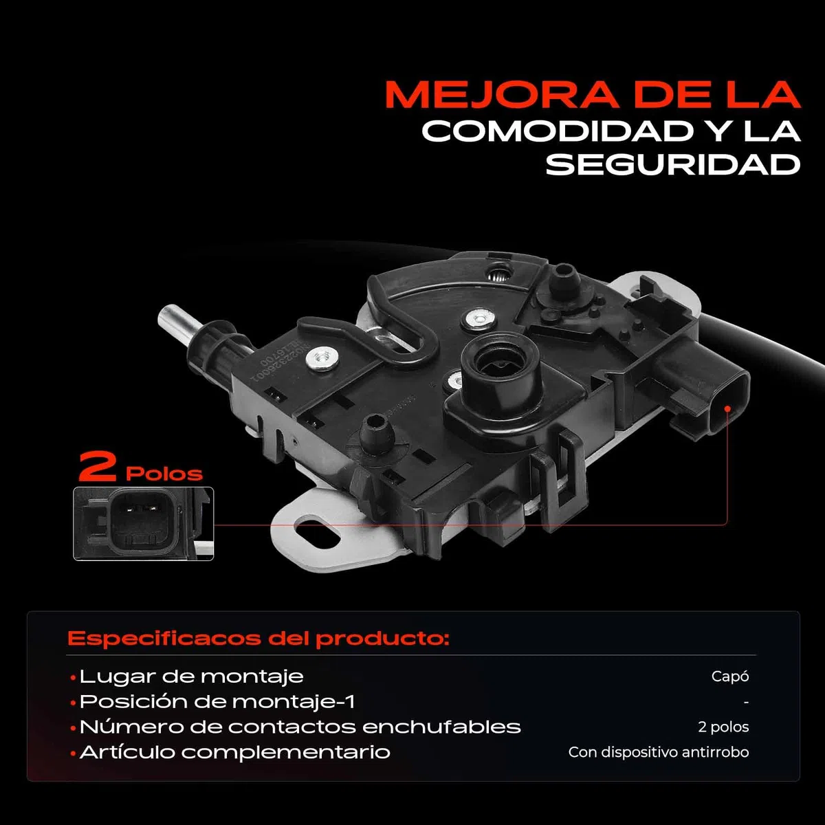 Frankberg Cerradura del capó del Motor Nivel del capó 2 Polos Compatible con K.u.g.a I C-Max DM2 Focus C-Max DM2 Focus II Turnier DA DS FFS Focus II DA DP HCP Replace# 56645