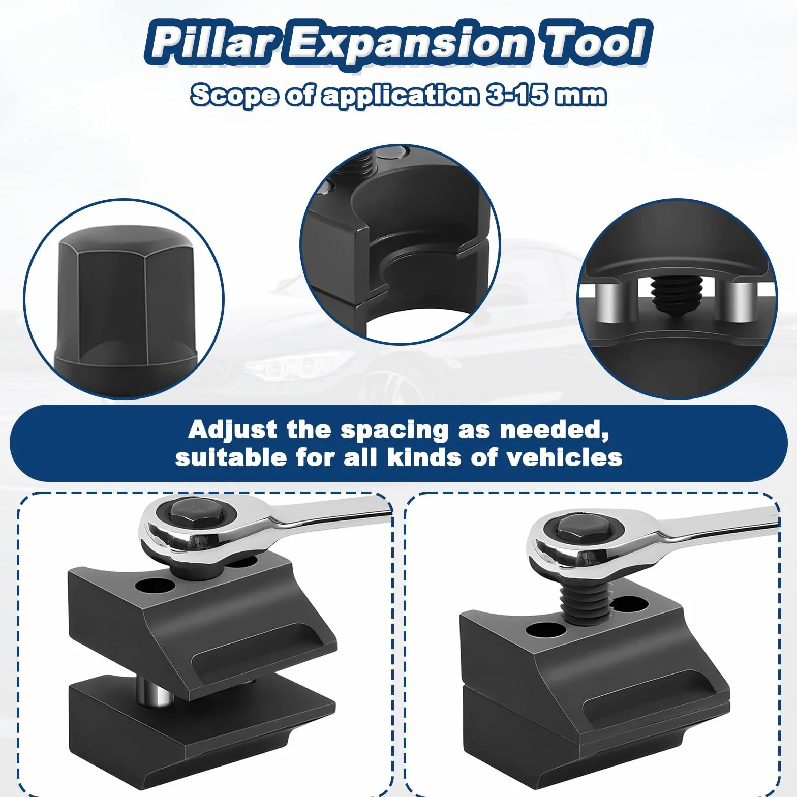 Separador Puntal Suspensión Vehículos, Herramienta Expansión con Guantes & Llave, Esparcidor Buje Dividido, Expansor Nudillo, Separadora Nudillos Dirección, Amortiguador para Auto Universal