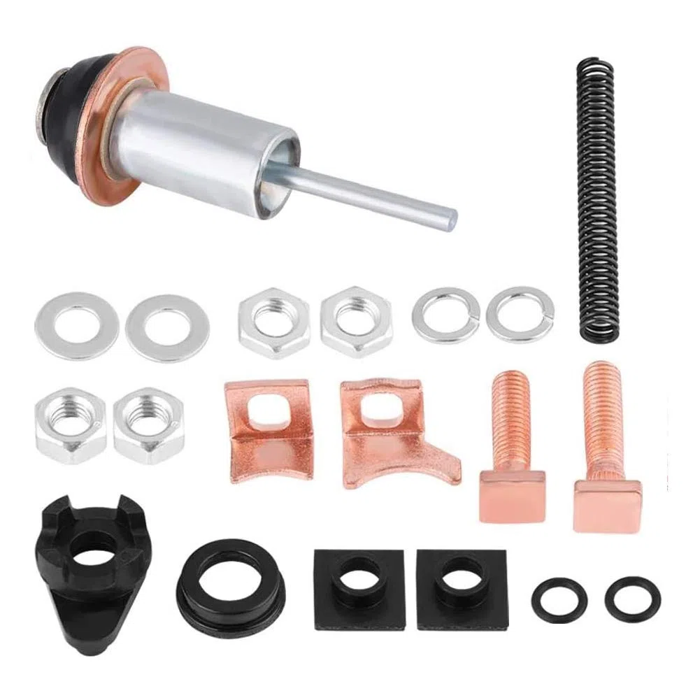 Kit de reparación de motor de arranque, kit de reparación de solenoide de motor de arranque para Discovery Defender TD5 2.5 Diesel con pernos de contacto, tuercas de tamaño completo, juntas tóricas, a