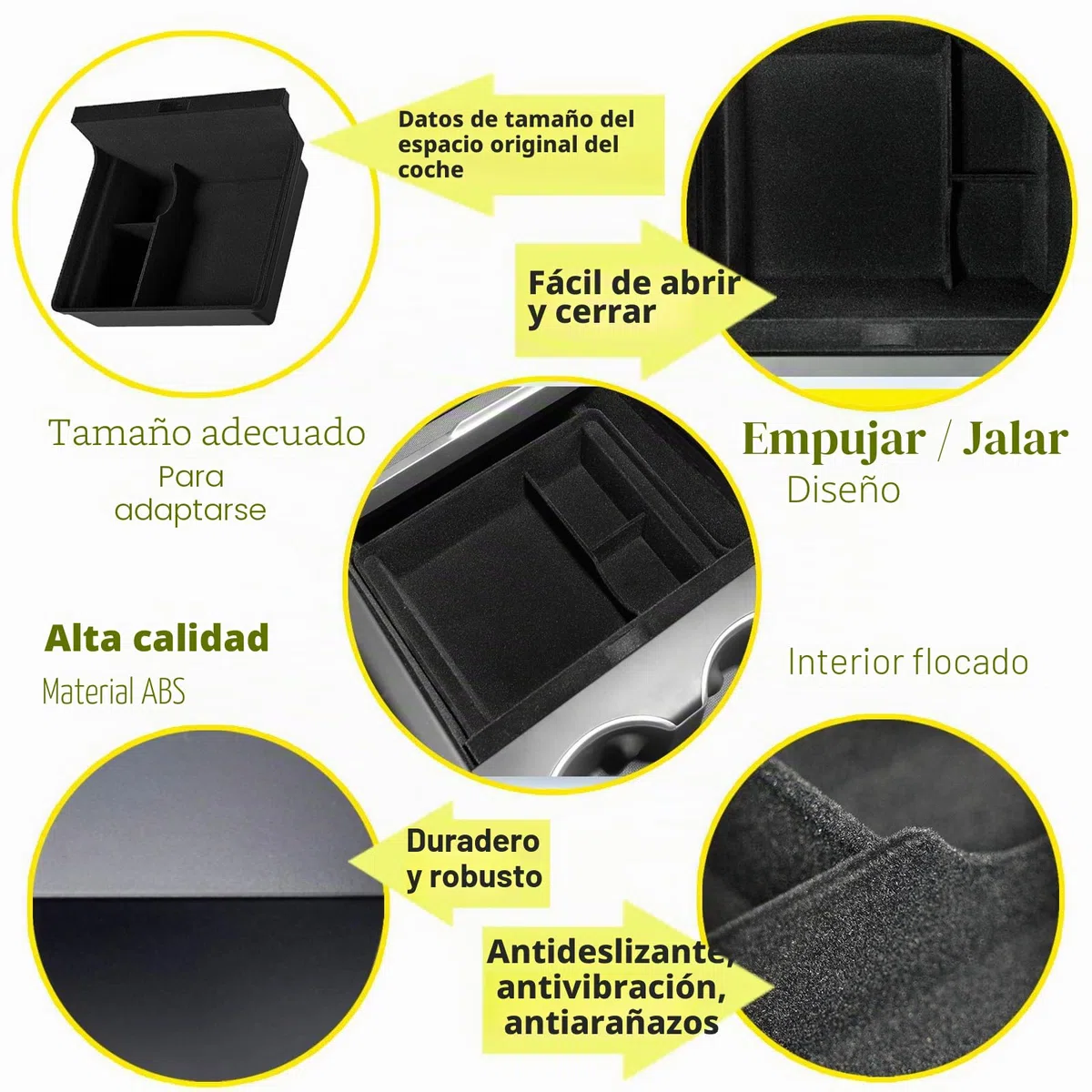 Bandeja organizadora de consola central para nuevos accesorios Tesla Model 3 Highland 2024 2025 Model Y Juniper, para Tesla Model 3 2024 Highland 2025 Model Y Juniper Caja de almacenamiento