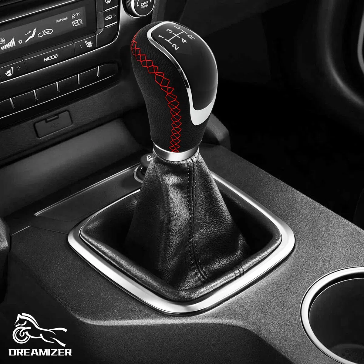DREAMIZER Pomo de la Palanca de Cambios, Universal 5 Velocidad Palanca de Cambio Manual, con 3 Tapas Pomos para Palanca de Coche de 8mm 10mm 11mm 12mm