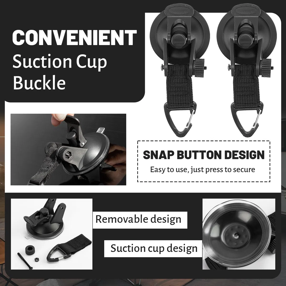 KOUHA Soporte de Puerta Ajustable para Autocaravana con Ganchos con Ventosa Gancho de Seguridad para Puerta de Autocaravana Camping Ventosa Robusta para Autocaravana Caravana