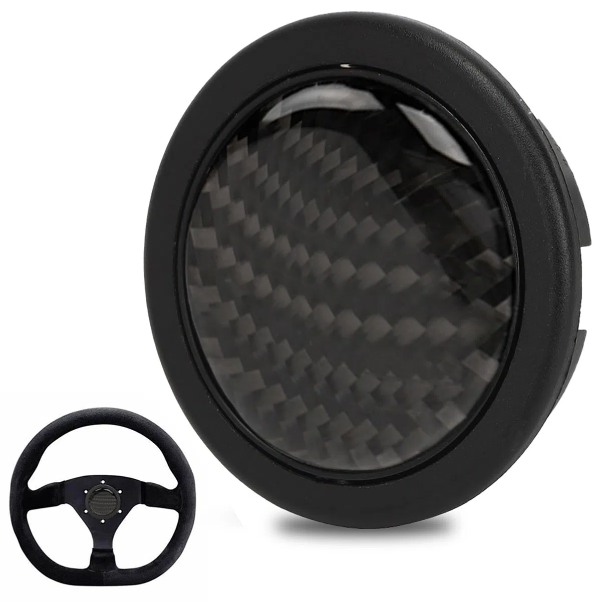 KIMISS Botón de bocina de fibra de carbono para volante Sparco, kit de 6 tornillos, accesorio de modificación para coches, diseño ligero y resistente