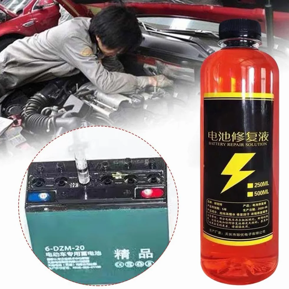 Líquido de reparación de batería, restauración de batería de 500 ml para batería de plomo ácido, líquidos de recuperación efectiva de batería, extiende la batería, funciona para coches, camiones