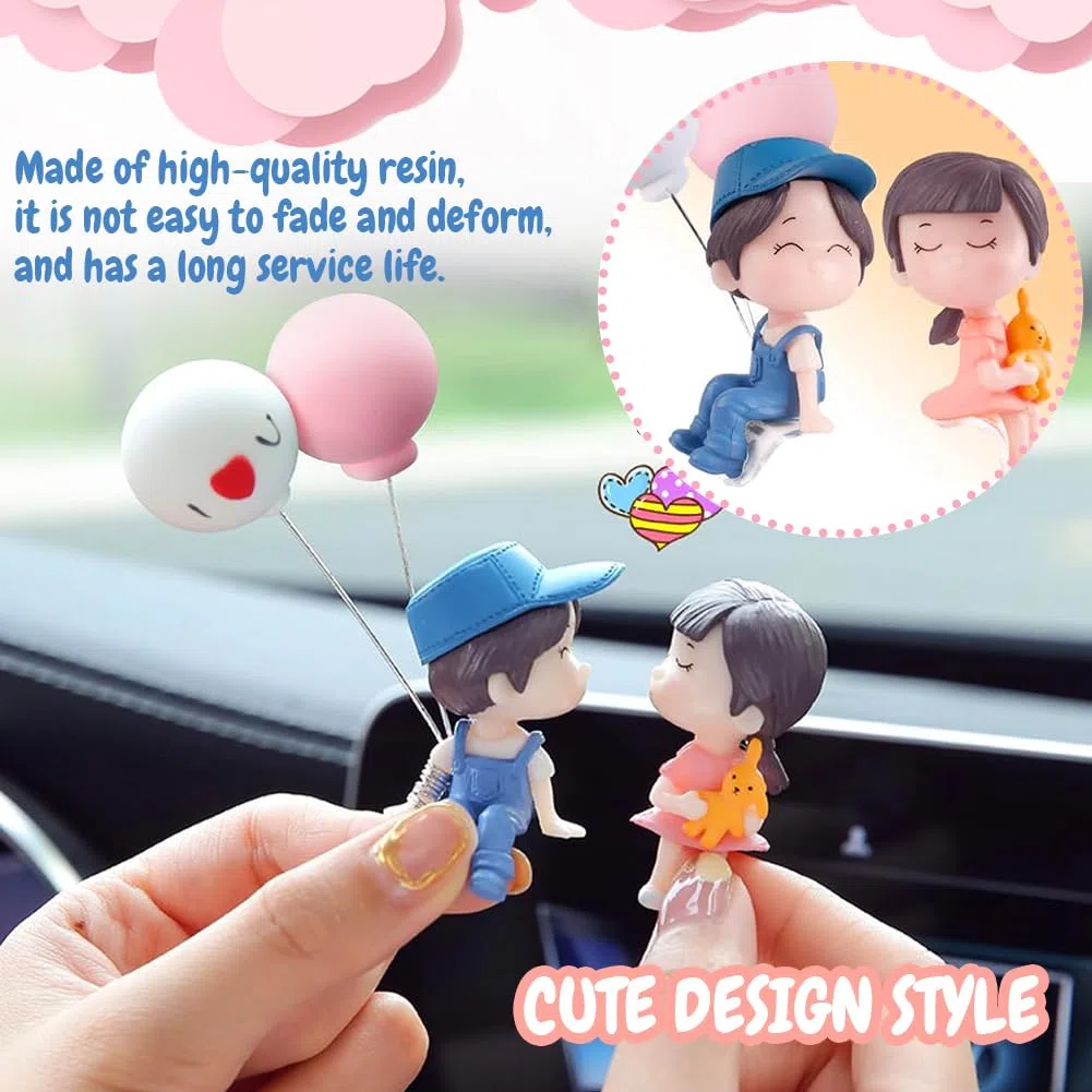 Decoración de Coche,Bonito Adorno de Coche para Pareja,Figura de Muñeca de Globo de Coche,Adornos Lindos para Parejas de Besos,Estatua de Pareja para Coche,Hogar