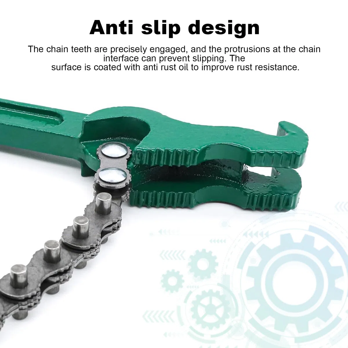 12 Pulgadas Llave para Filtro de Aceite, Acero al Carbono Extracción de Filtro de Aceite Tipo Cadena, Ajustable Llave de Cadena para Riego, Verde, para Instalación y Reparación de Maquinaria