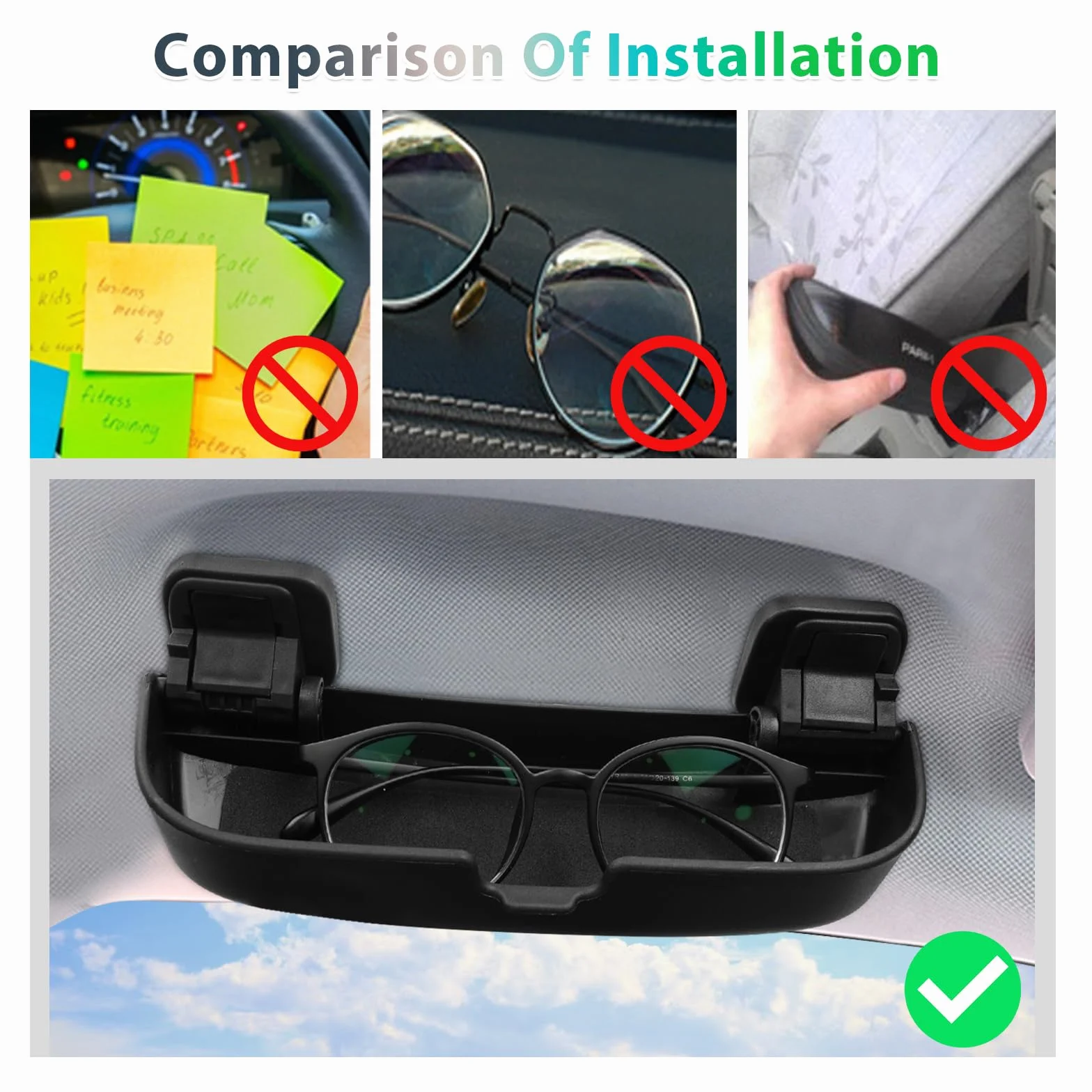 GAFAT [Mejorado 2020-2023 2024 Peugeot 208 2008 e-208 e-2008, Peugeot 2008 Soporte de Gafas Caja de Almacenamiento, Peugeot 208 Organizador, Gran Tamaño, OEM Original (Negro)