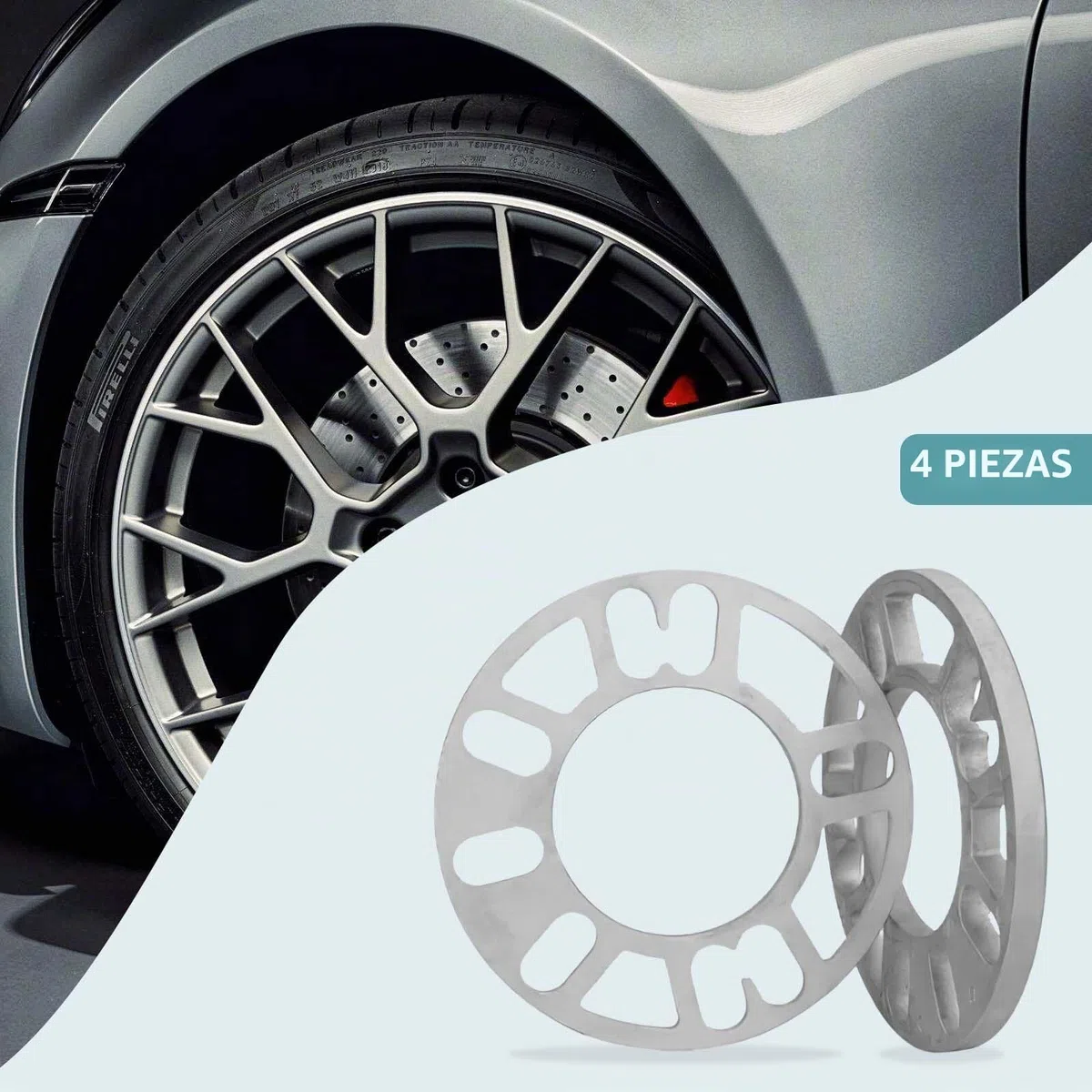 4 separadores de rueda de aleación de aluminio, espaciadores universales de 8 mm, espaciadores de ruedas de aleación para mejorar la estabilidad y el aspecto del coche
