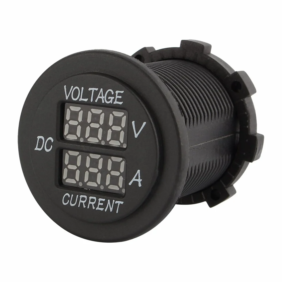 Voltímetro para automóvil Amperímetro 12-24V LED dual Voltímetro digital Amperímetro Voltaje Pantalla LED roja para automóvil Moto Barco Medio ambiente Nylon