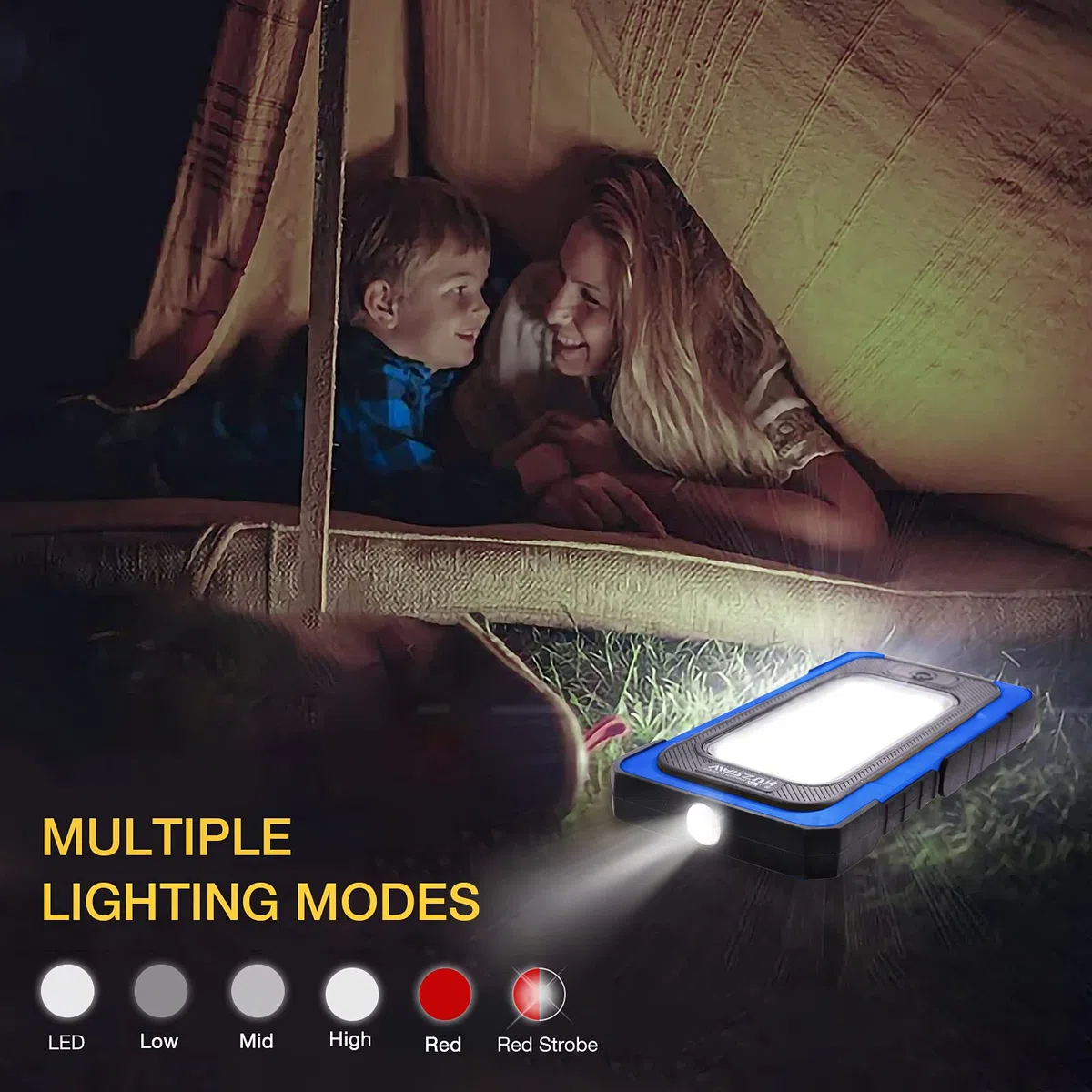 WARSUN Linterna Taller LED Recargable Linterna de Trabajo COB Lámpara de Inspección Linterna Magnética Portátil 1500LM para Camping Senderismo Emermengia (azul)