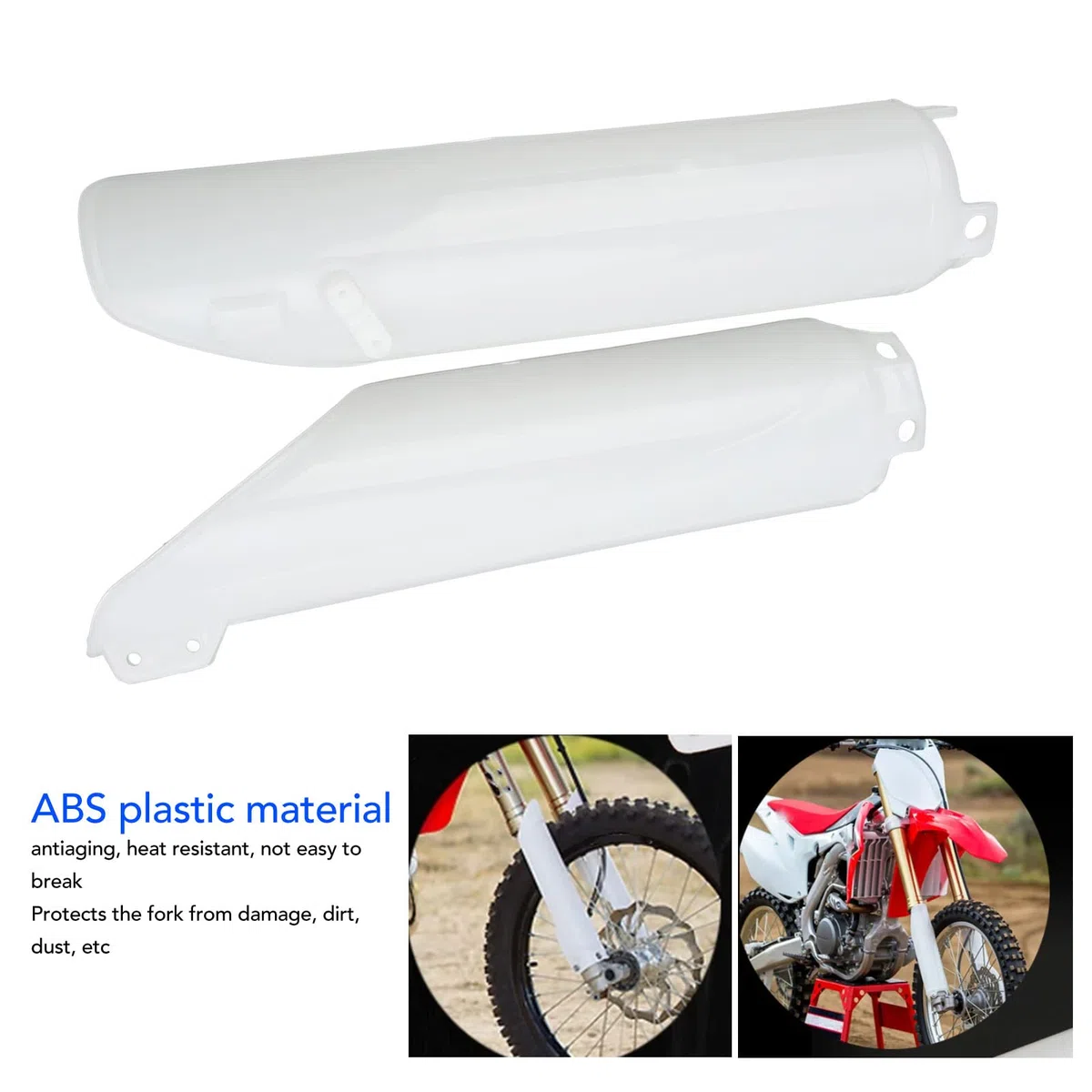 Protector de Horquilla Moto, 2 Piezas ABS Protector de Amortiguador de Horquilla de Motocicleta Reemplazo con Accesorios de Tornillos para CR125R CR250R CRF450R