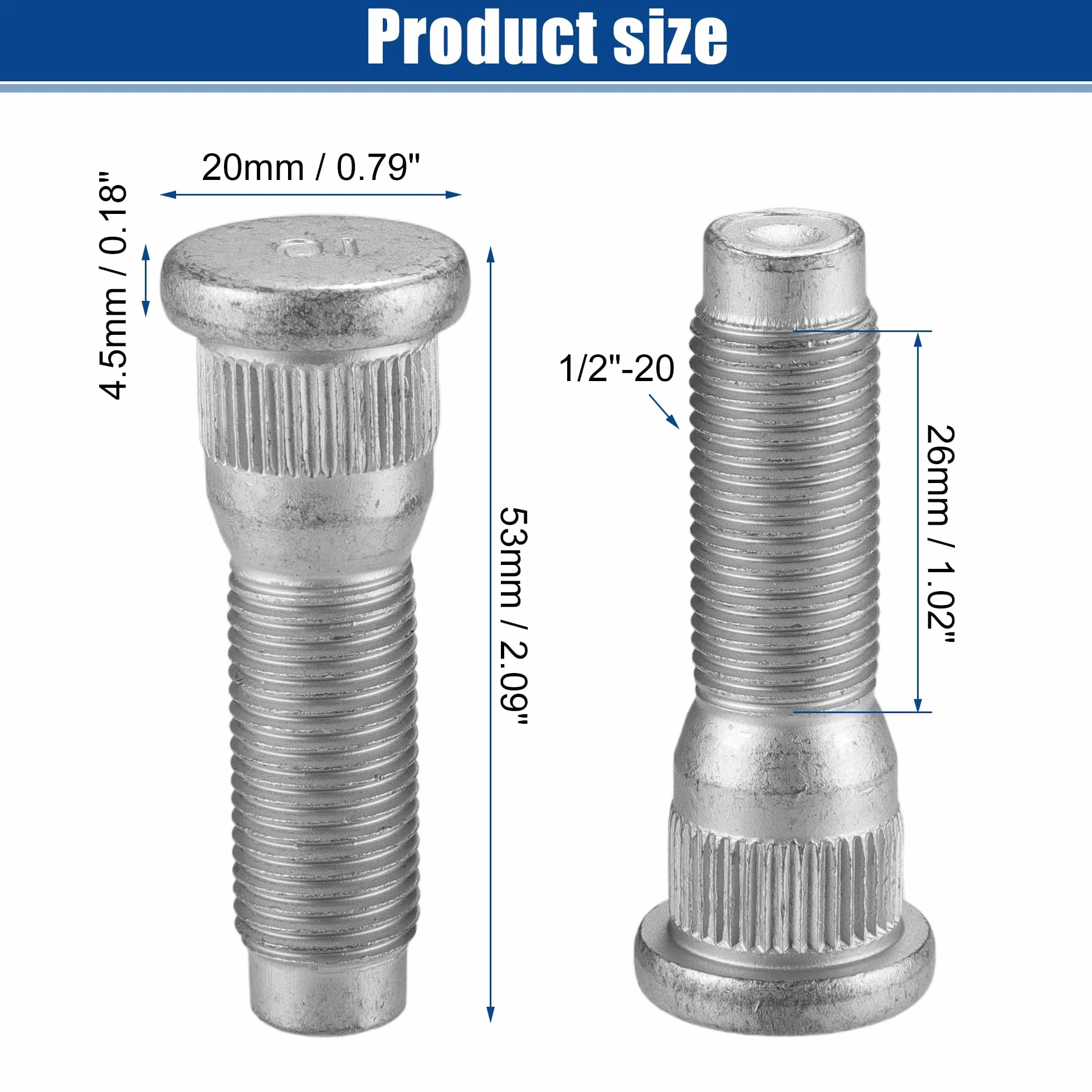 A ABSOPRO 1/2"-20 Perno De Rueda Apto para Jeep Wrangler No.68003282Aa - 5 Piezas