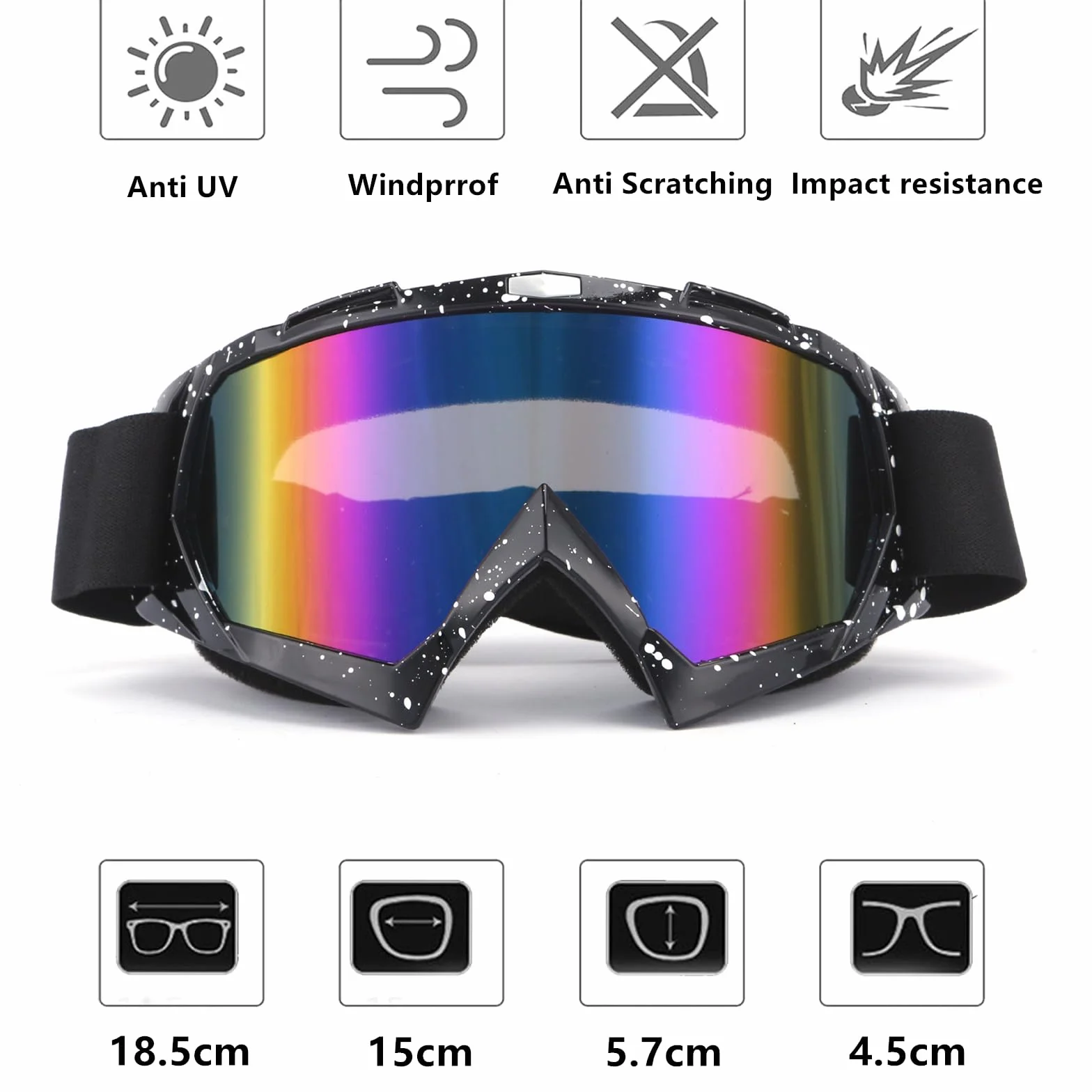 gotyou Gafas de Motocross, Gafas Snowboard Espejo, Gafas de moto, Gafas de snowboard, a prueba de polvo, flexibles, UV400, ATV Dirt Bike Racing Gafas de seguridad para Esquí, Ciclismo
