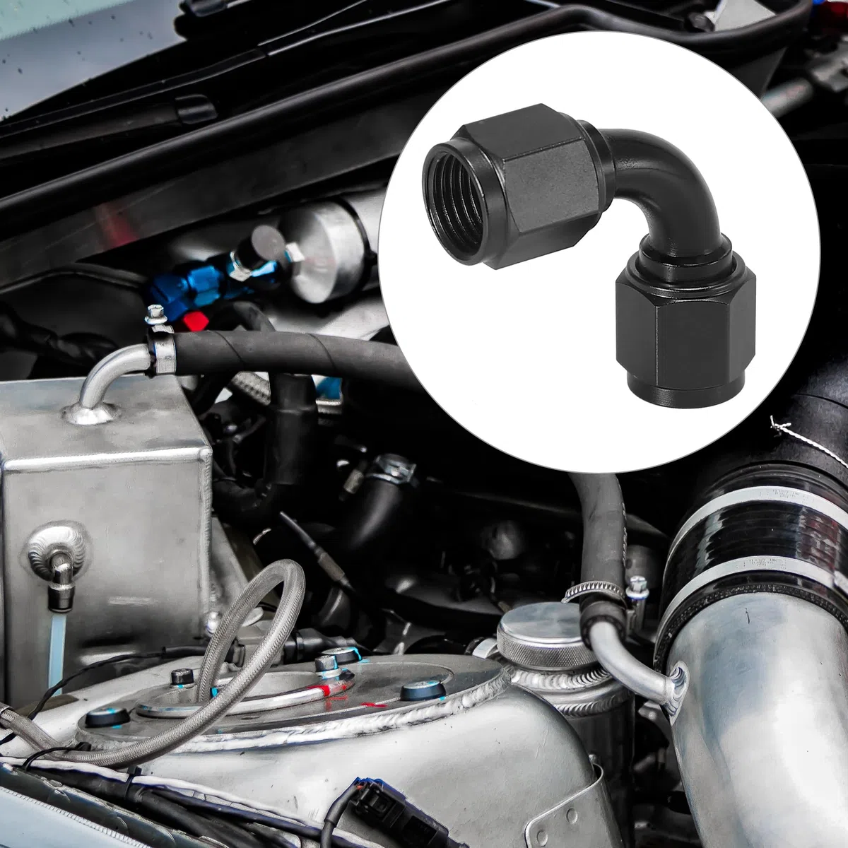 X AUTOHAUX AN6 90 Grados para Coche Hembra Giratorio Acoplador Combustible Aceite Manguera Acoplamiento Negro