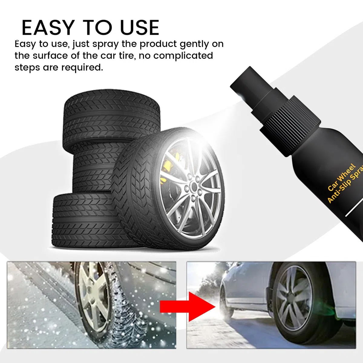 Spray antideslizante para ruedas de coche, spray antideslizante para ruedas de coche, limpiador de ruedas y neumáticos, spray antideslizante para limpieza de cubo de coche, spray antideslizante para