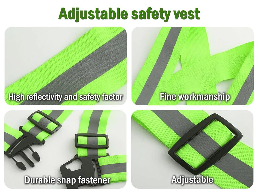 Anlising 4PCS Seguridad Chaleco Reflectante Moto+4PCS Bandas Reflectoras+4PCS Brazalete Reflectante, Ajustable Visibilidad Alta Chaleco Reflectantes con Bolsa, para Correr,Senderismo,Ciclismo