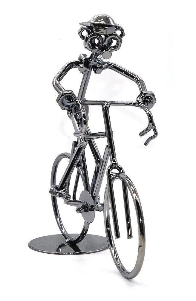 Escultura de metal retro clásica hecha a mano de hierro para bicicleta, decoración única de metal para los amantes de las bicicletas y las motocicletas