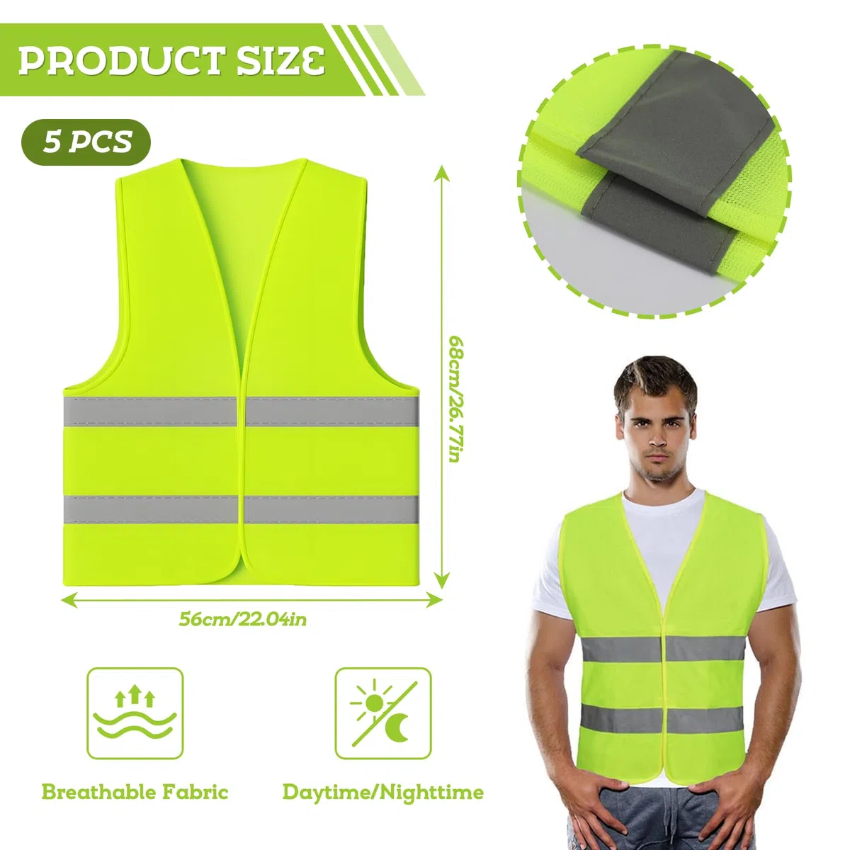 5 Piezas Chaleco Reflectante Homologado Amarillos, XXL Chaleco Reflectante Moto, Chaleco Reflectante Coche, Chalecos Reflectantes Seguridad, Chaleco Reflectante Emergencia para Conductor, Construcción