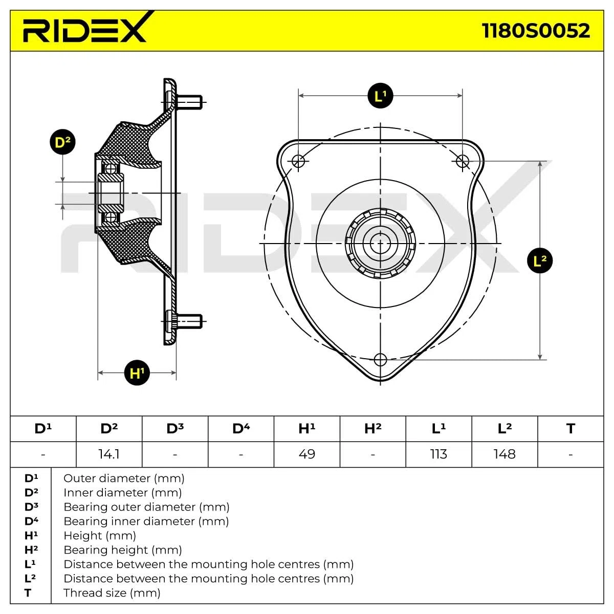 RIDEX 1180S0052 Copela de amortiguador Delantero, ambos lados con apoyo Compatible con BMW 3 Sedán E90