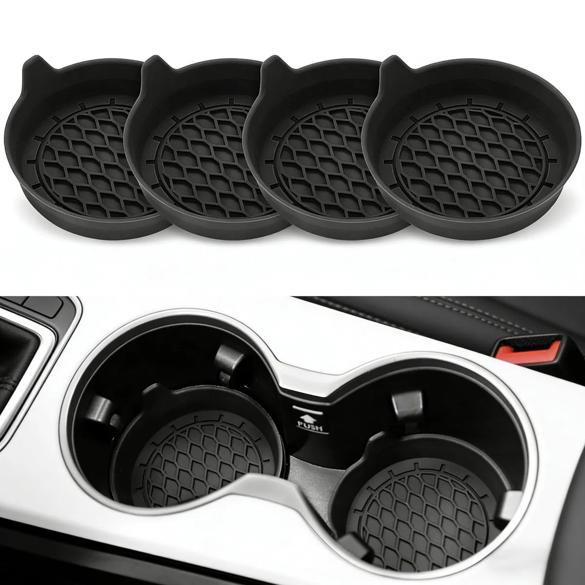 4Pcs Posavasos Coche para Renault Clio Vi 2026, Alfombrillas Portavasos Silicona Antiderrapante, Protector Consola Central Profundo Juego