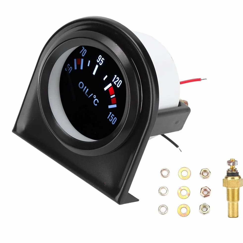 12V Indicador de Aceite del Coche de luz LED, 2'' 52mm Auto Aceite Presión Puntero Medidor de Calibre, Aceite Presión Indicador