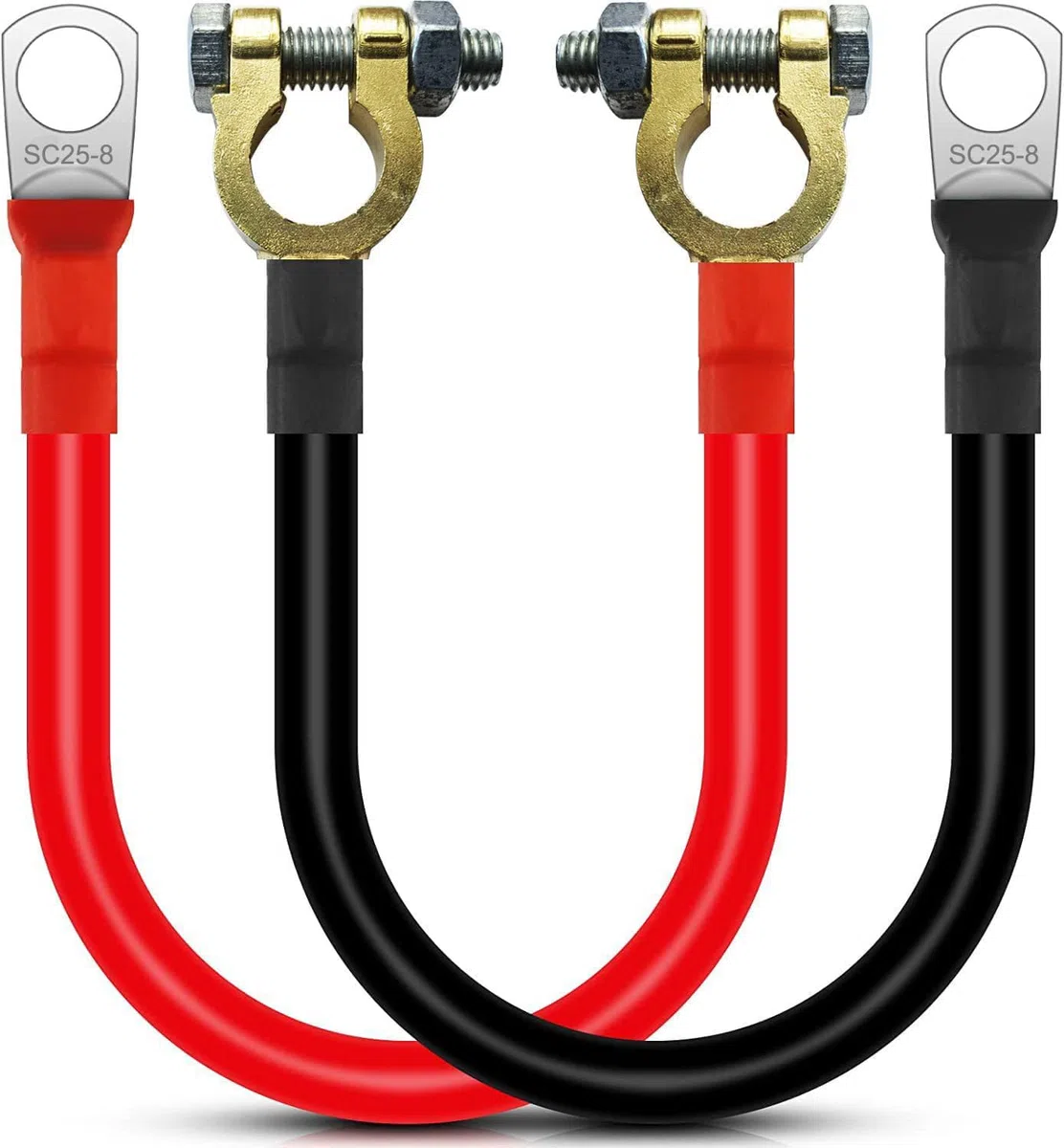 Cable Inversor de Batería 25mm² 3AWG SC25-8 Cable Bateria Coche 12V 24V Cable de Batería con Conector para Automóviles, Camiones, Energía Solar, Barcos, Motocicletas 30cm