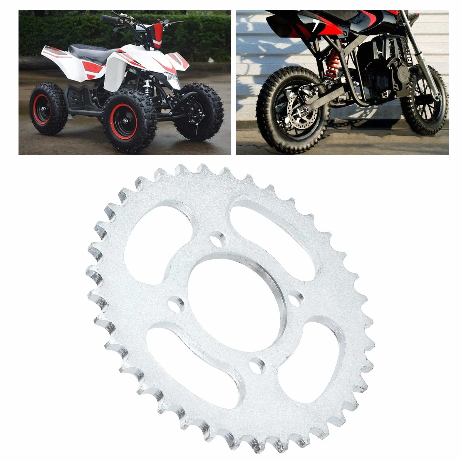Piñón trasero, Akozon 37 dientes 428 cadena Piezas de piñón de rueda trasera para Pit Trail Quad Dirt Bike ATV 110