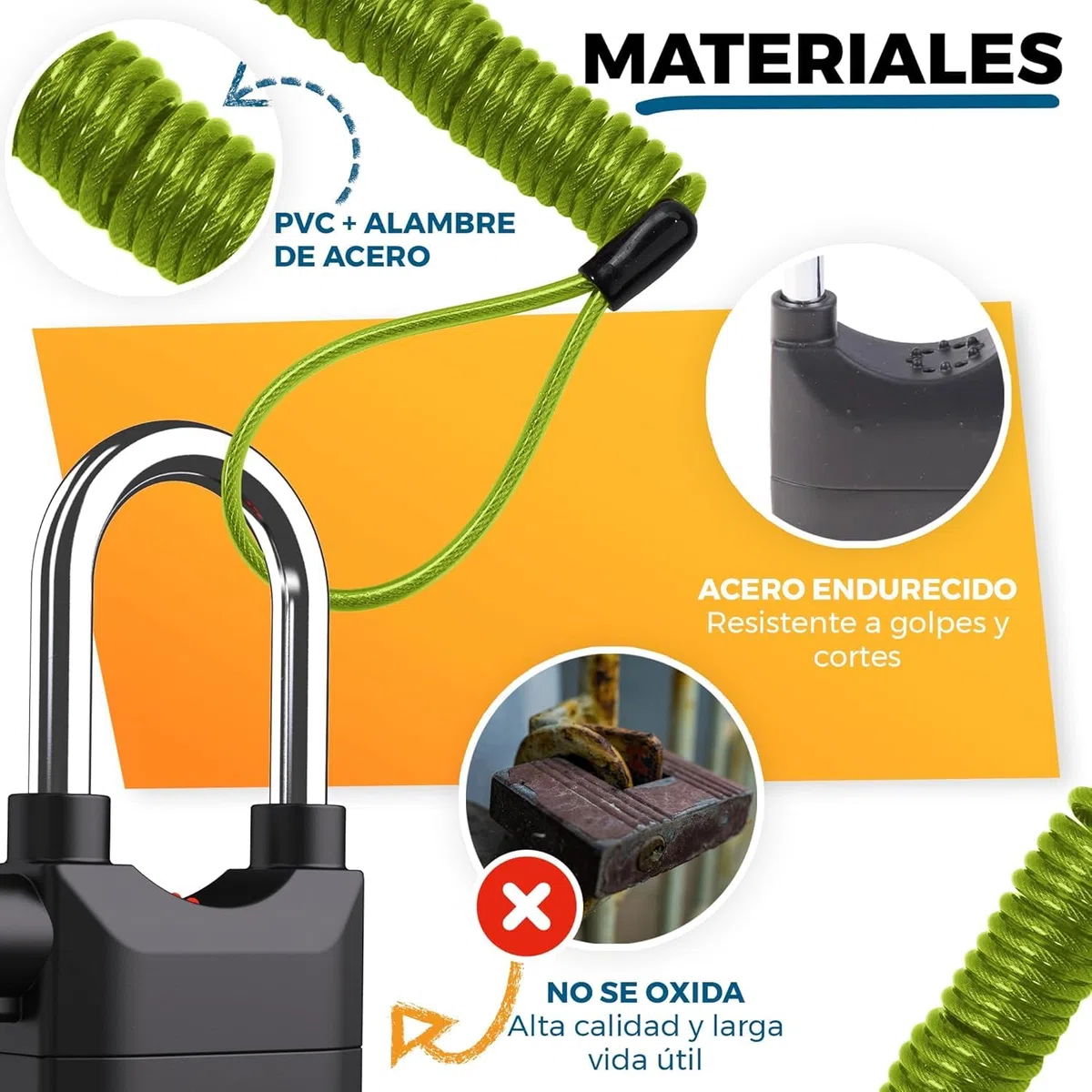 Candado para Moto Alarma 110dB para Antirrobo de Patinetes y Bicicletas - Disco de Freno con Cable Recordatorio de 1.5m y Pilas Incluidas de Acero Inoxidable
