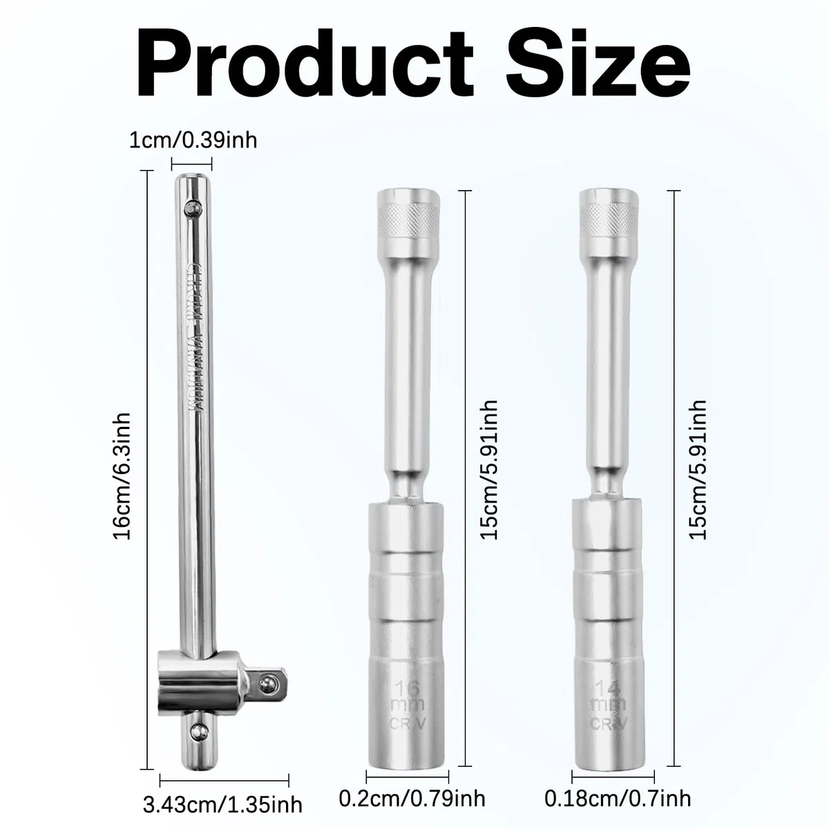 2 Piezas Llaves para Bujías Enchufe de Bujía Giratoria Magnéticas 14mm y 16mm Llaves para Bujía de Coche Vaso de Bujías Universal con Deslizable Llave en T 3/8" para Automóviles Motocicletas