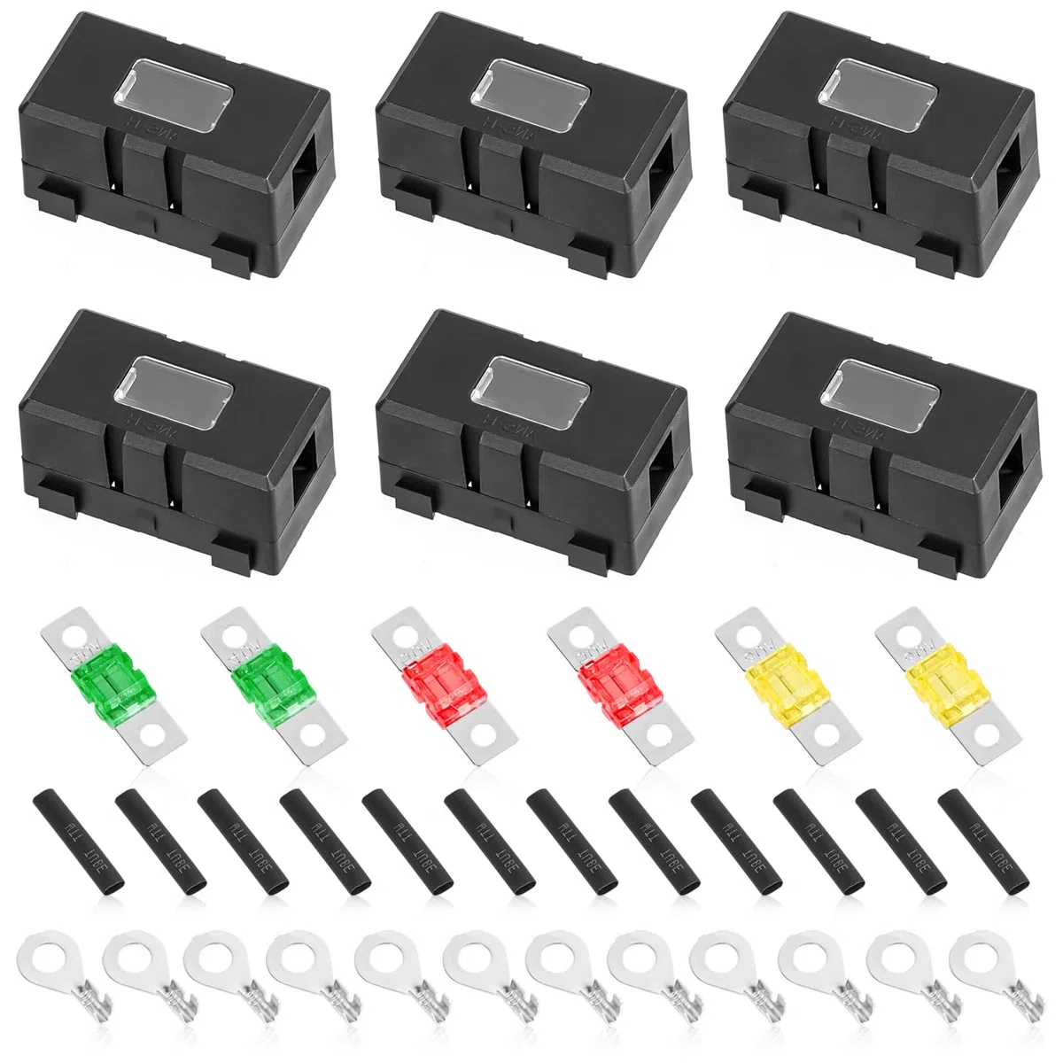 Porta Fusible, 6 Piezas Soporte de Fusibles para Coche, ANS Portafusibles para Automóvil, Fusible de Alta Corriente Midi Porta Fusible Atornillados ANM para Automóviles, para Automóviles, Vehículos