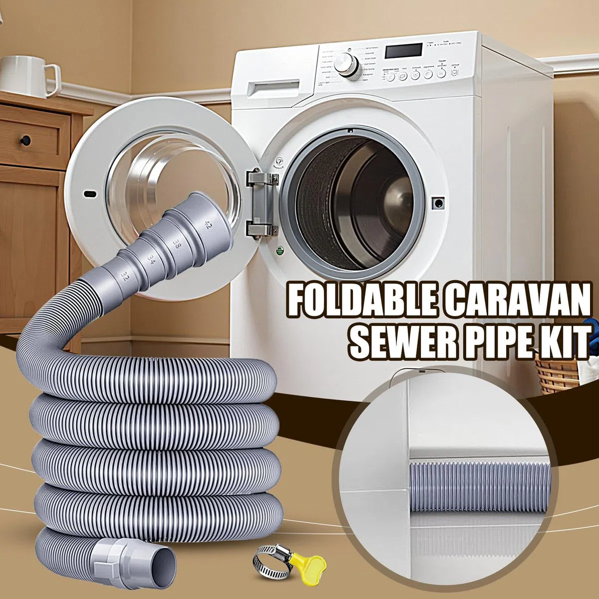 Kit de Manguera para Aguas Residuales de Autocaravana | Tubo De Drenaje Flexible E Impermeable Para Caravanas - de Evacuación de Aguas Residuales para Extensión de Remolque en
