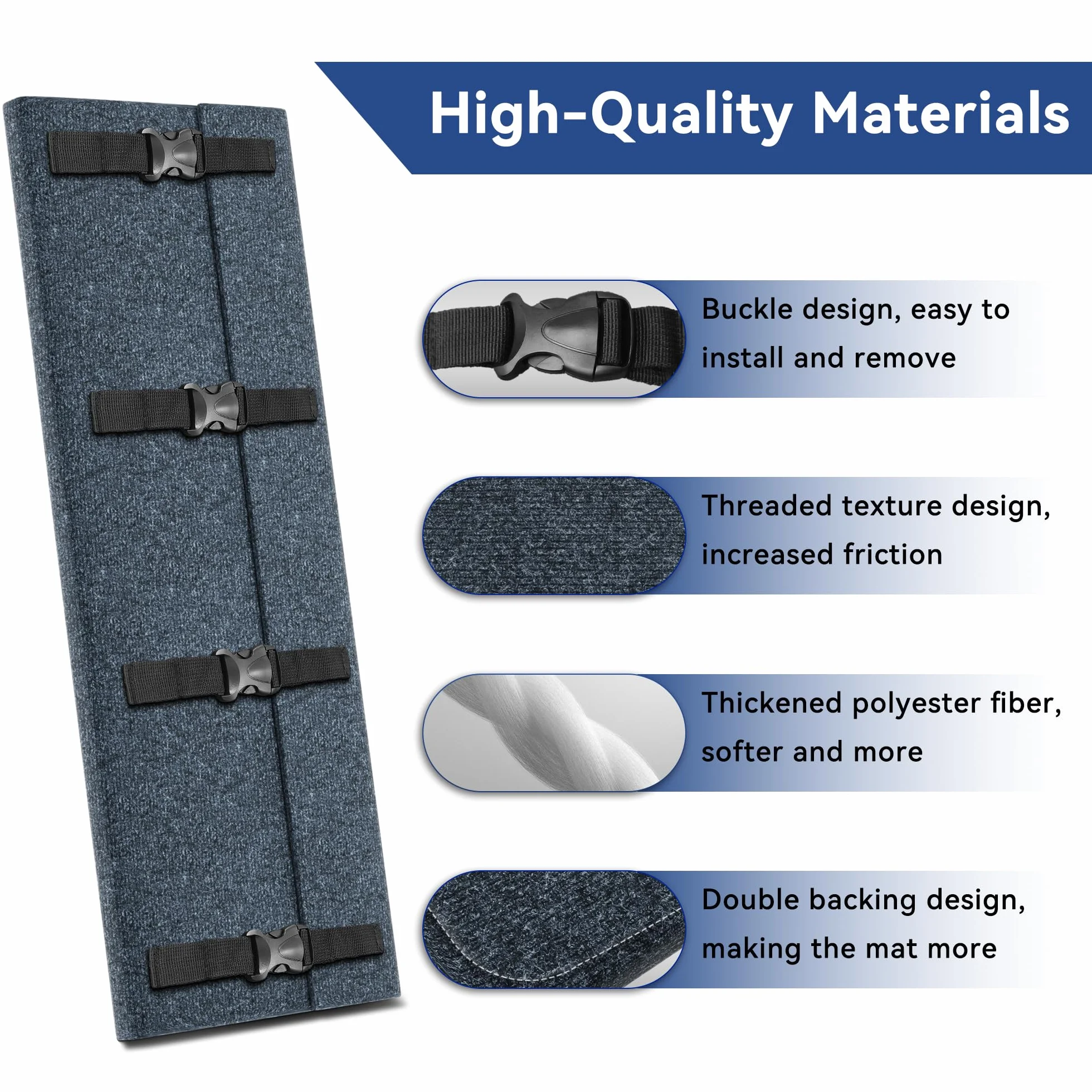 Alfombrilla para Escalones de Autocaravana,con Hebillas,Ajustable y Antideslizante,para Escalones Manuales de Varias Capas y EléCtricos de Una Sola Capa(Profundidad de 8 a 11 Pulgadas),Gris