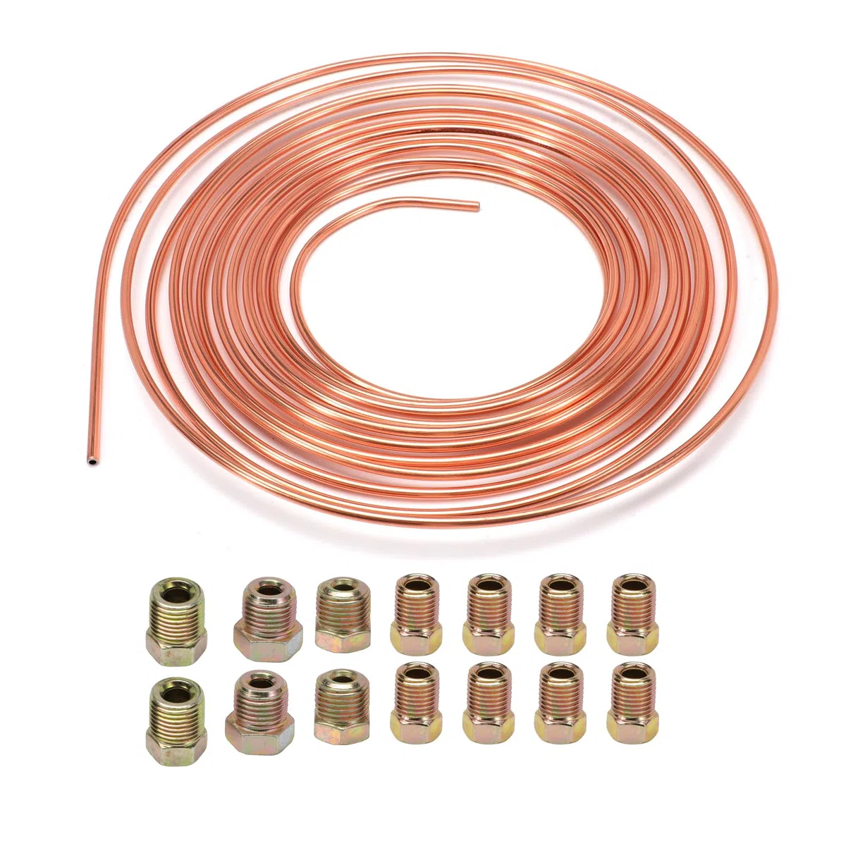Tubo de freno 7,6 m, Manguera de freno Recubrimiento de aleación de cobre OD 4,75 mm, kit de conducción general de freno de 3/16 pulgadas de repuesto para automóviles con 16 tuercas