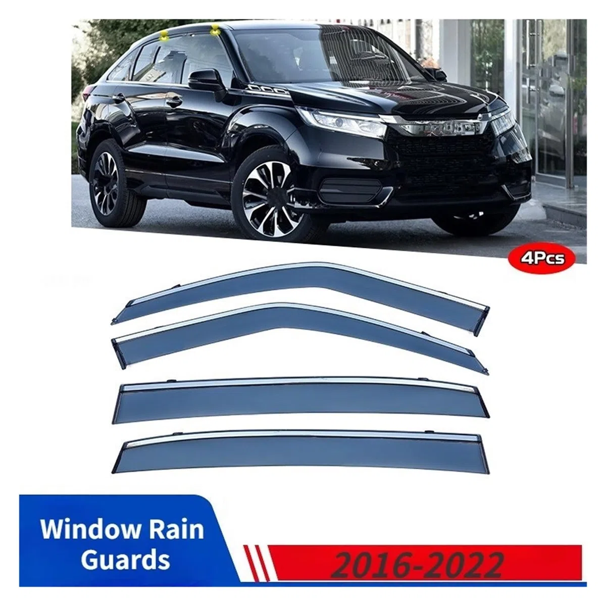 Deflectores de Aire para URV 17 2018 2019 2020 2021 2022 Deflectores Lluvia para Ventanas Parasol para Techo Visera Ventilación Alerón Accesorios Deflectores de Viento(Acero Inoxidable)