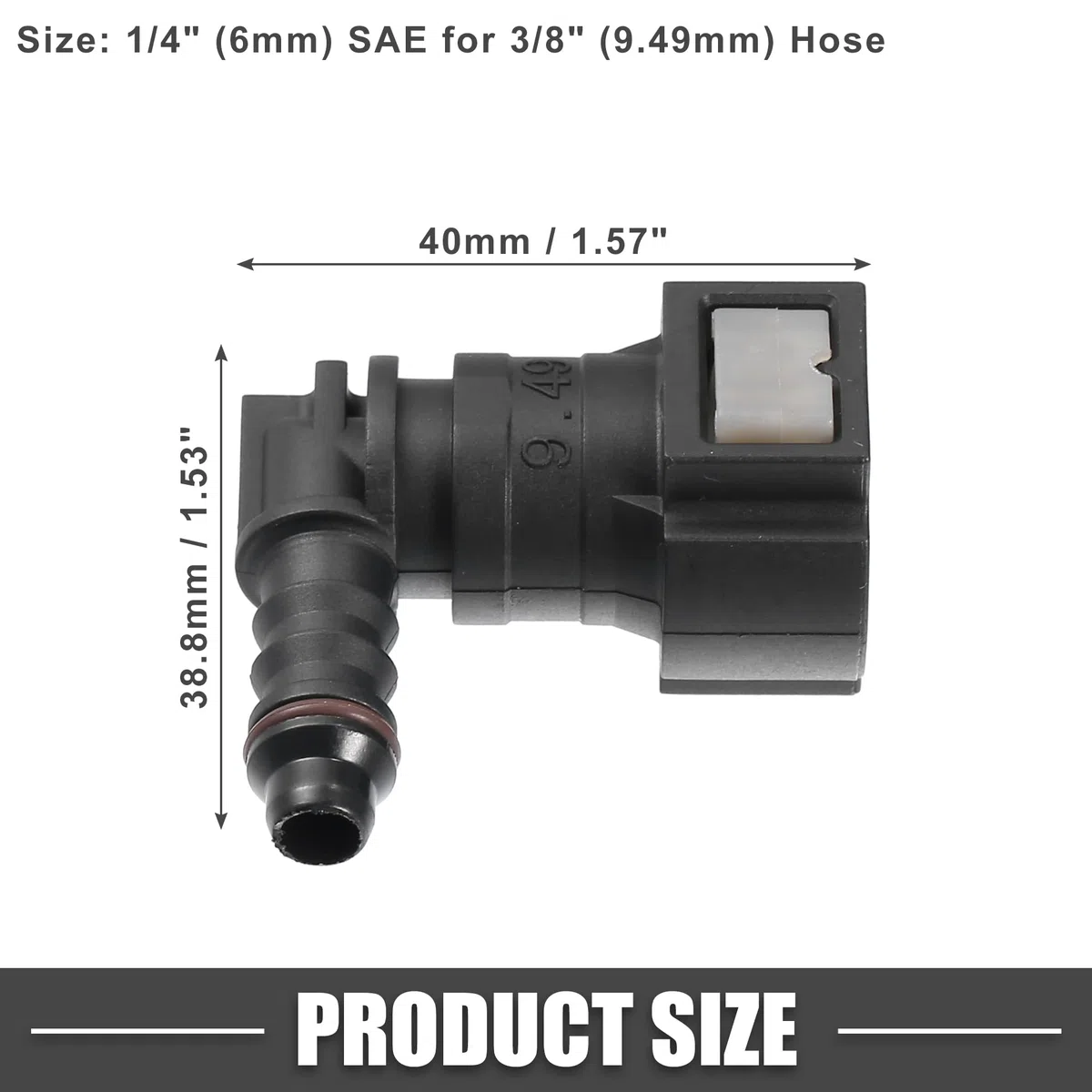 A ABSOPRO conector Rápido de Manguera de Línea de Combustible para Automóvil, 90 Grados, 3/8" (9.49Mm) Sae A 1/4" (6Mm), desconexión de Manguera de Plástico Gris (Juego de 2)
