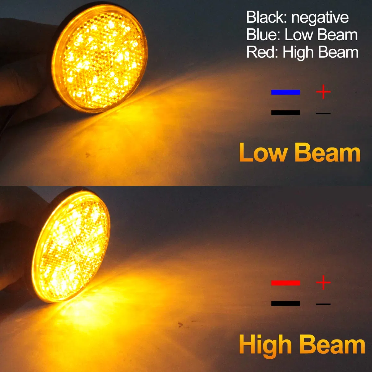 2PCS Luces Traseras Redondas,12V Luz Indicadora de Marcador Lámpara Cola De Camión Luz de Freno LED Reflector Redondo Indicador Luminoso Con Haz Alto/Bajo para Camión Motocicletas Auto(Amarillo)
